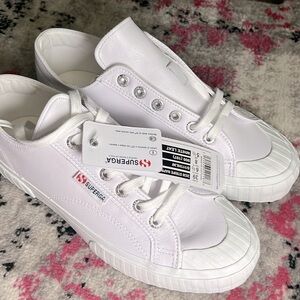 SUPERGA White Leather Stripe Nappa